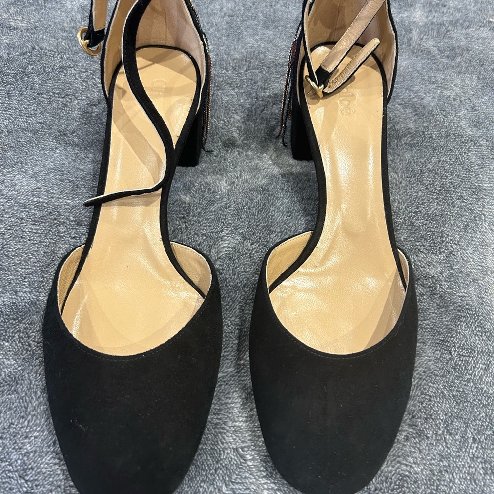 Chloé Suede Beaded Accents D'Orsay Pumps